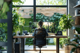 Bureau moderne avec équipements technologiques pour optimiser la productivité