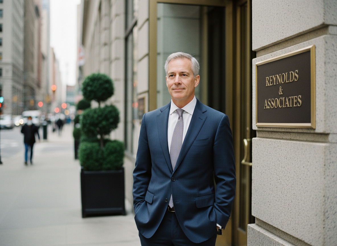 Avocat homme en costume dans une rue urbaine moderne