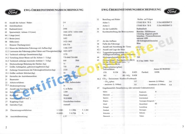 certificat de conformité