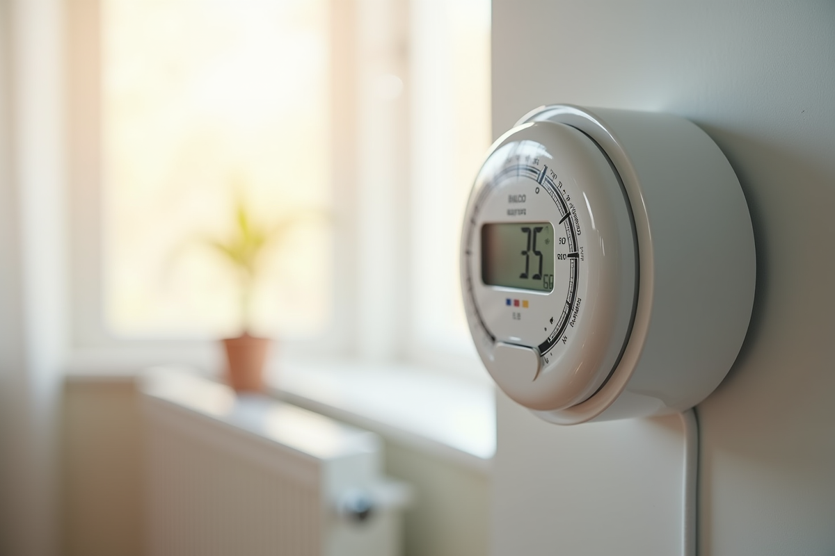 Compteur digital sur radiateur dans intérieur lumineux scandinave