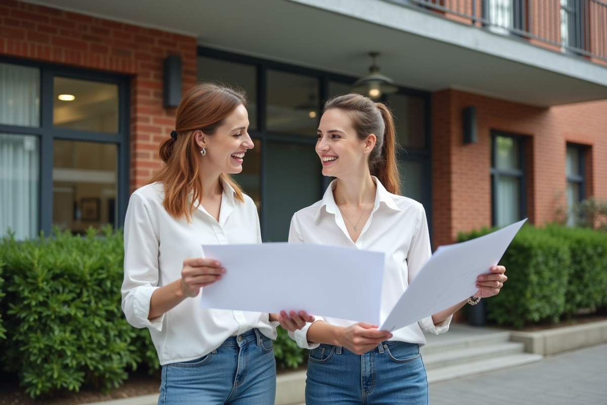 Jeune femme examine des plans architecturaux en ville