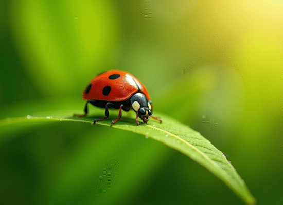 Coccinelle venimeuse rouge sur une feuille verte