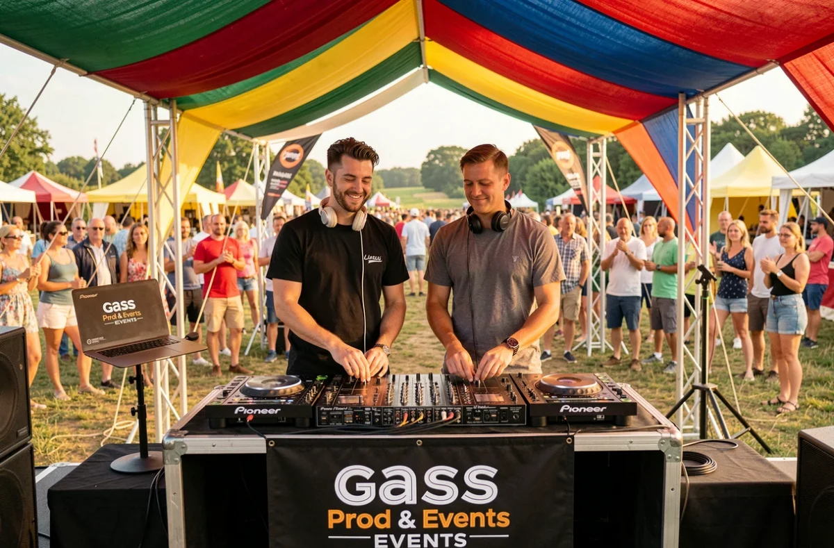 Duo Gass Prod & Events sur scène lors d'un festival en plein air dans la campagne de l'Oise