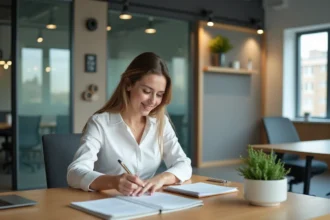 Bureau personnalisé alliant fonctionnalité et design moderne