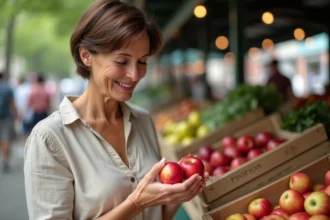 Produits bio en rayon de supermarché avec étiquettes explicatives
