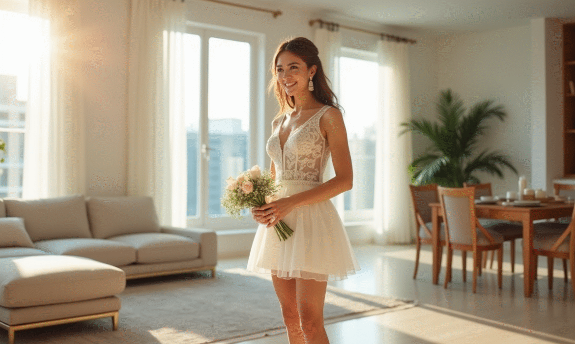 où acquérir une robe courte blanche pour mariage civil en ligne
