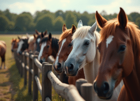 Groupe divers d'observateurs de chevaux dans un paddock