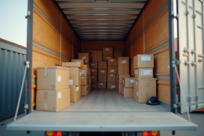 Intérieur d'un camion de déménagement bien organisé