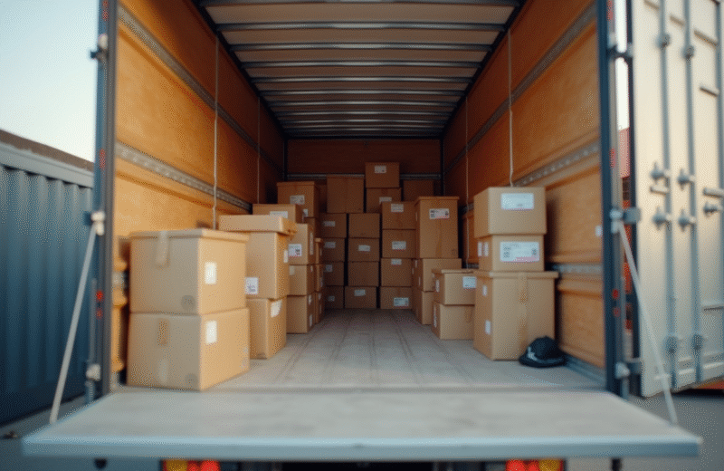 Intérieur d'un camion de déménagement bien organisé