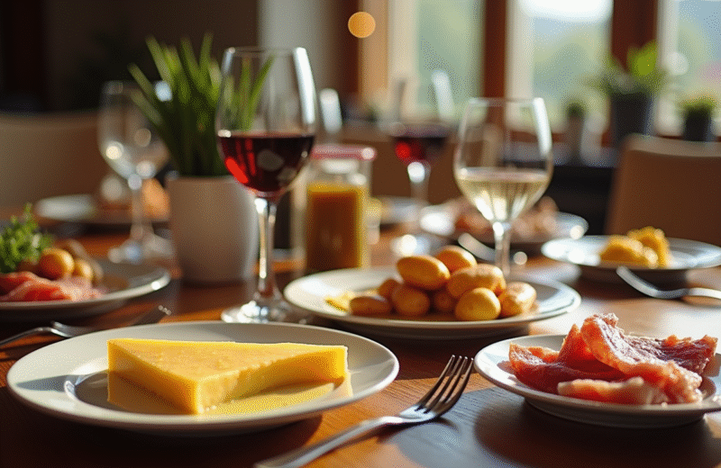Table raclette élégante avec fromage et charcuterie