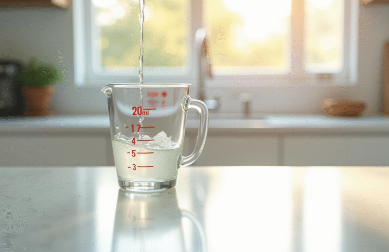 Verre mesureur de cuisine avec liquide versé jusqu'à 40 ml