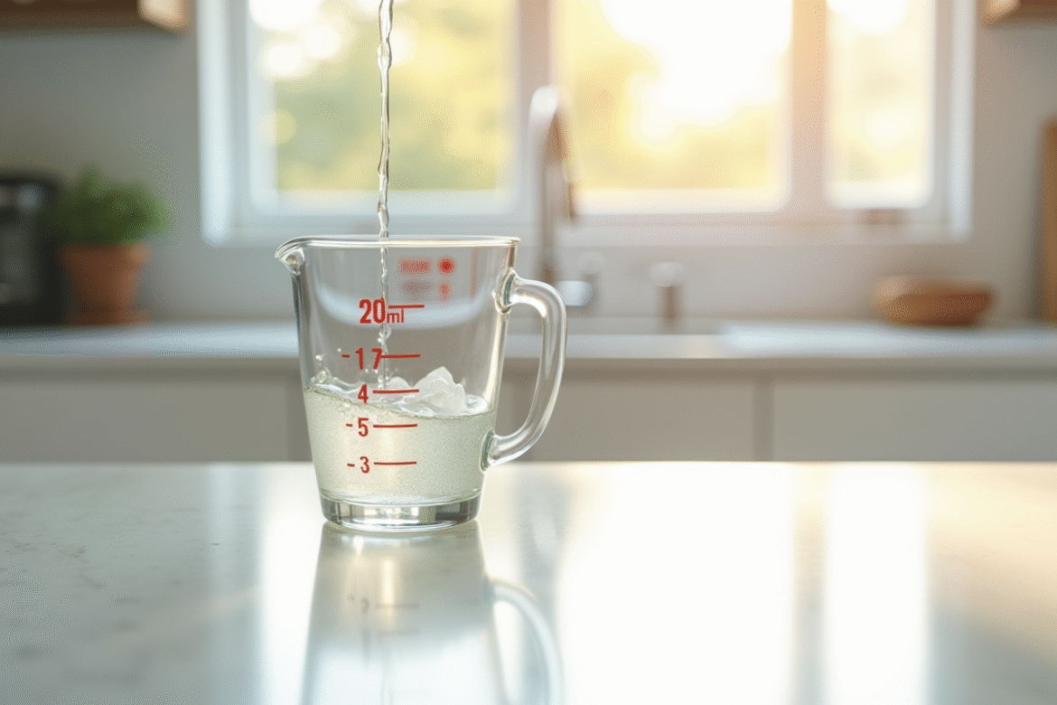 Verre mesureur de cuisine avec liquide versé jusqu'à 40 ml